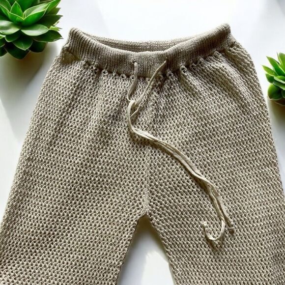 Crochet Drawstring Waist Cover-Up Beach Pants in Ecru - M | Medium - Picture 5 of 7